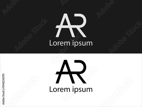 Interlocking A R monogram logo design white and black variations on dark and light backgrounds V E C T O R