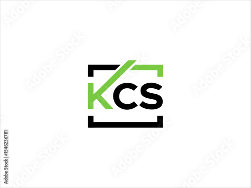 Green and Black K C S Letter Logo in Square Frame V E C T O R initials monogram