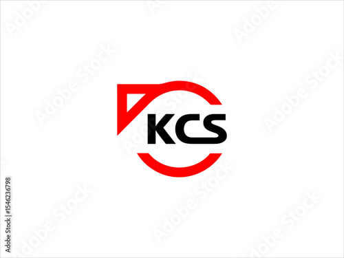 Red and Black K C S Logo Vector Graphic Design Circular Emblem Initials Branding Identity KCS logo initials logo