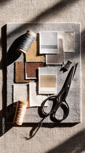 Washed Denim and Neutral Fabric Swatches