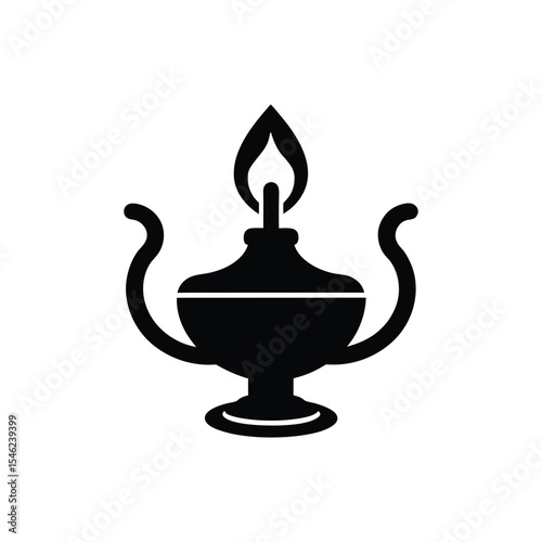 Flat and Minimal oil lamp icon vector illustration isolated on white 