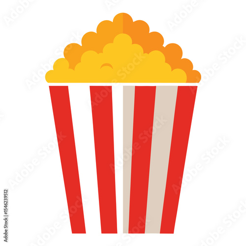 Delicious Golden Popcorn Overflowing from Classic Red and White Striped Container Design
