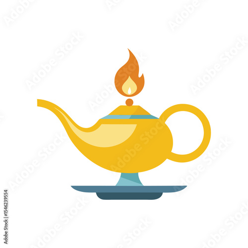  Flat and Minimal oil lamp icon vector illustration isolated on white 