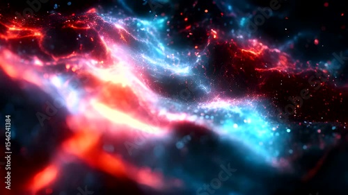 Energetic Nebula Motion Background Animation with Red and Blue Galactic Energy Waves