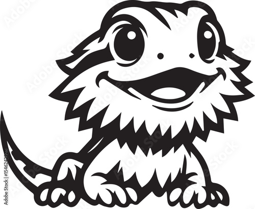 This cheerful "Smiling Lizard" drawing features an adorable lizard with a wide, happy grin and large, expressive eyes. Its spiky features are softened by the friendly cartoon style, making it approach
