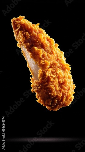 Crispy fried chicken wing isolated on dark background, dramatic lighting food concept 