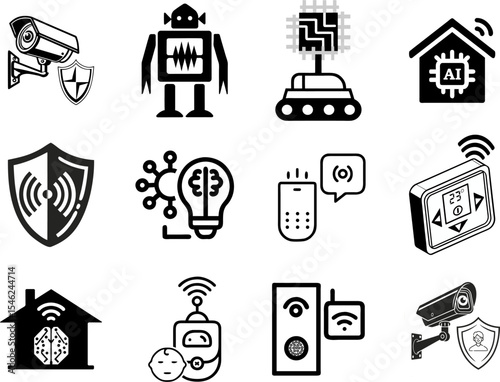 Scalable vector icons ideal for logo creation, app design, smart home branding, and website development projects. High-quality graphics for your business needs.