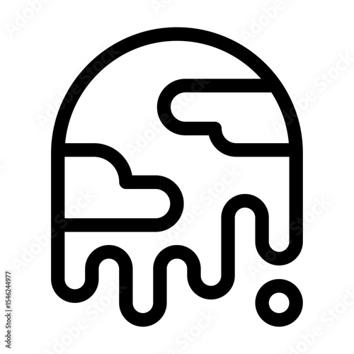 icono de planeta tierra derritiéndose. Calentamiento global, crisis climática e impacto ambiental. Ilustración vectorial