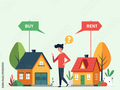 real estate concept. young man Buy or rent real estate