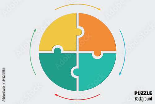Circle puzzle infographic. Diagram, graph, presentation. Set of puzzle pieces. Vector illustration