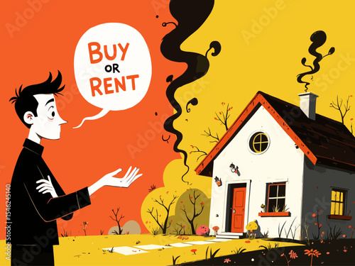 real estate concept. young man Buy or rent real estate