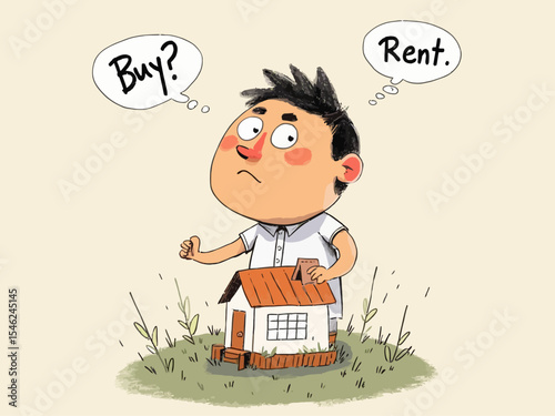 real estate concept. young man Buy or rent real estate