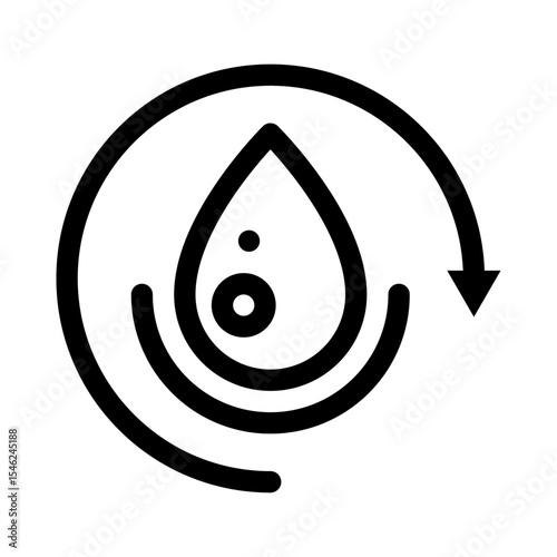 icono de flecha circular con gota de agua. ciclo del agua, sostenibilidad hídrica y conservación ambiental. Ilustración vectorial