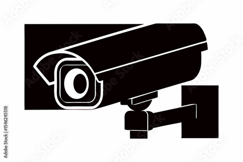 Elegant Black Silhouette CCTV Camera Vector for Professional Security Graphics