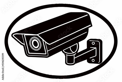 Detailed Security Camera Silhouette Vector for Surveillance and Protection