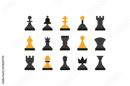 different chess board icon sets on white 