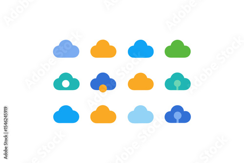 different cloud storage icon sets on white 