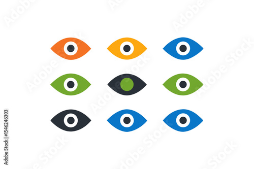 different eye with slash icon sets on white 