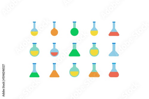  different flask science icon sets on white 