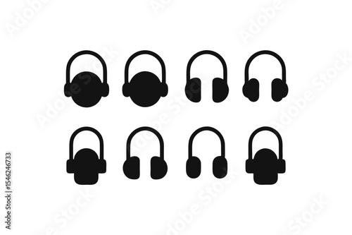 different headphones icon sets on white 