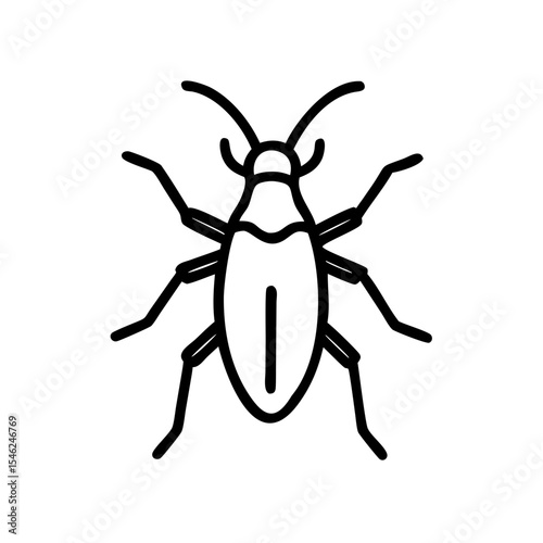 Line art illustration of an insect on a white background  
