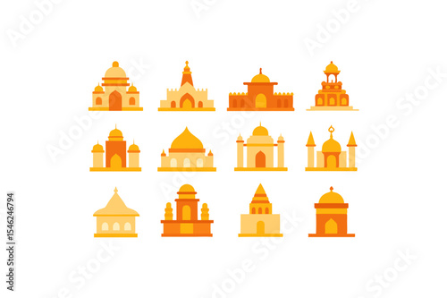 different hindu temple icon sets on white 