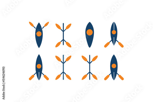 different kayak icon sets on white background  .svg