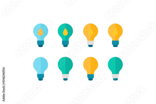  different light bulb icon sets on white 