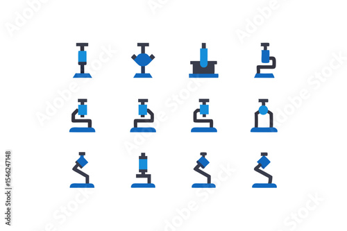 different microscope icon sets on white 