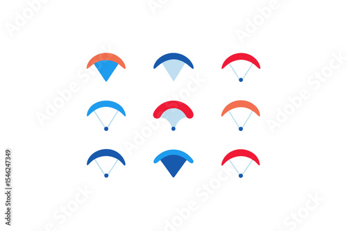 different paragliding icon sets on white 