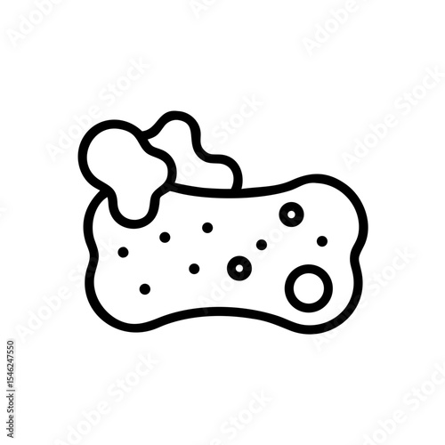 Cleaning sponge with soap bubbles in minimalist line style  