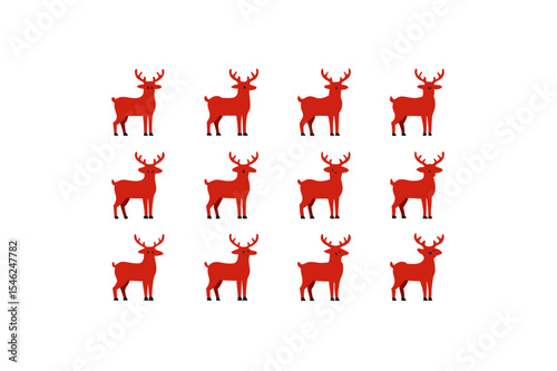 different reindeer icon sets on white 