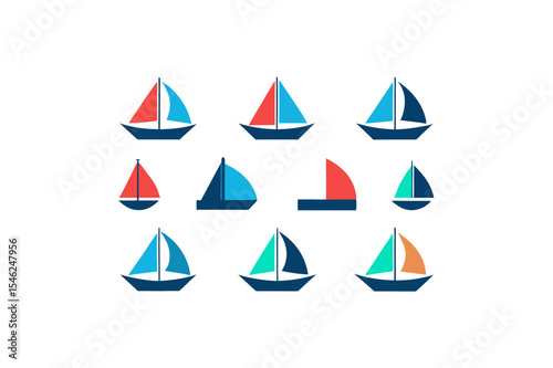 different sailboat icon sets on white 