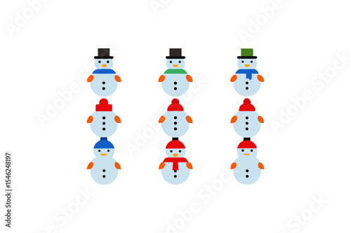  different snowman icon sets on white background.svg