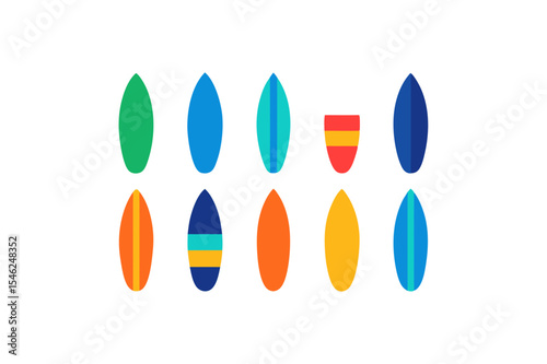  different surfboard icon sets on white 