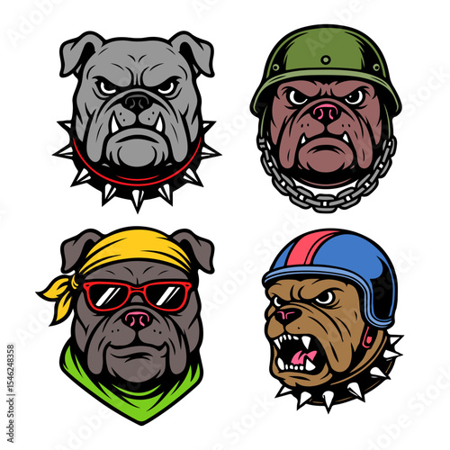 Bulldog mascot face collection,vector illustration