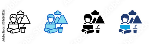Digital Nomad icon Multi Style Vector Illustration 