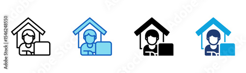 Work From Home icon Multi Style Vector Illustration 