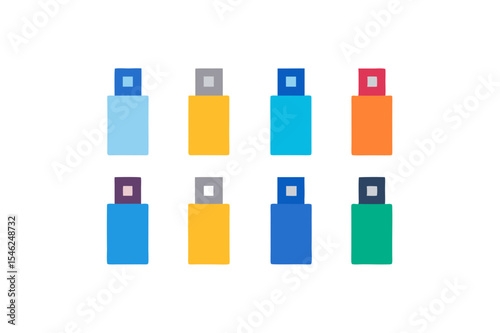 different usb flash drive icon sets on white 