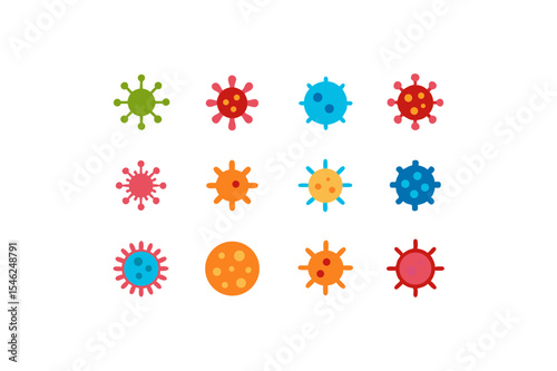 different virus germ icon sets on white 