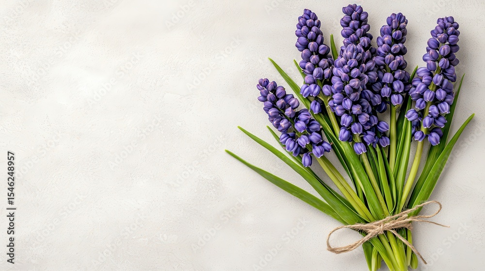 Obraz premium Purple Muscari Flower Bouquet on Gray Textured Background