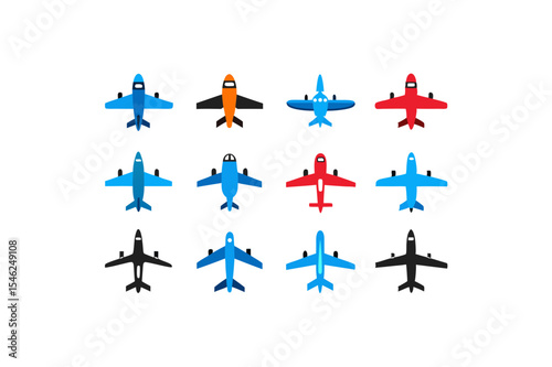 different-airplane-icon-sets-on-white-