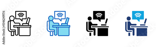 Online Work icon Multi Style Vector Illustration 