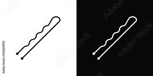 Bobby pin icon in black. flat graphic vector icon