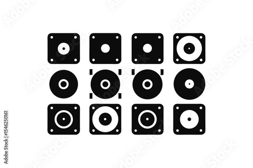 different-dj-turntable-icon-sets-on-white-