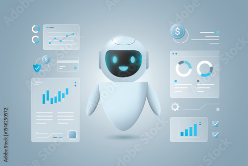 Ai Robot with finanancial interface, Ai Artificial intelligence in Finance Fintech