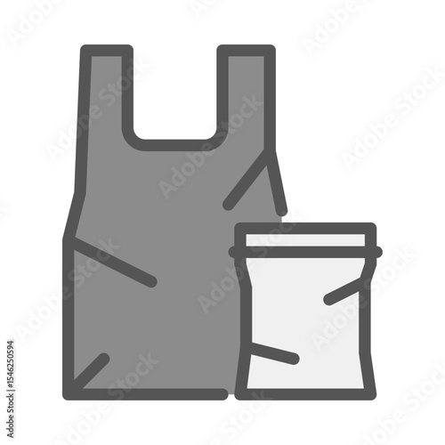 plastic waste filled outline icon. trash color line illustration.