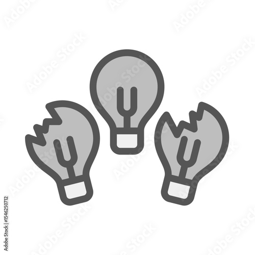 bulb waste filled outline icon. broken bulb color line illustration.