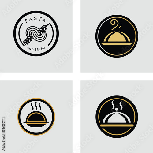 Restaurant Logo Design Pasta, Bread, and Fine Dining Illustrations