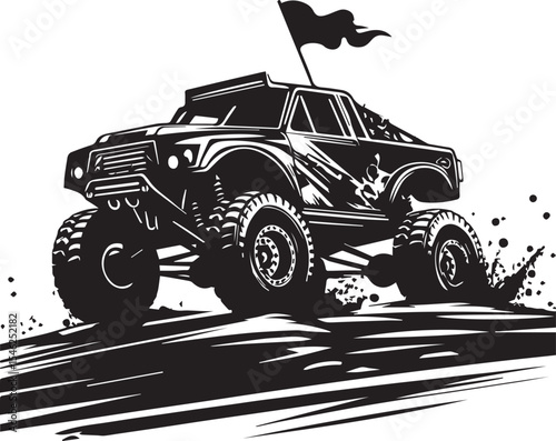 Offroad racing truck silhouette vector illustration